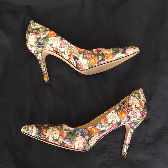Nine West Floral Pumps Stilettos "Flax" SZ 8M - Picture 2 of 8